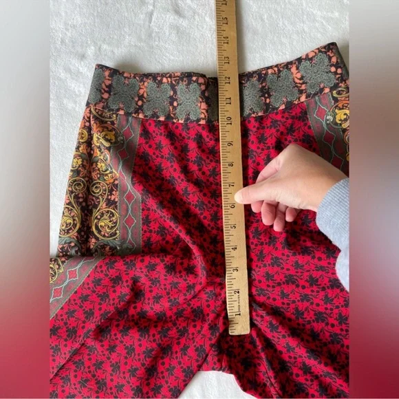 NWOT Alice + Olivia Red Patterned Wide/Flare Leg Pants Sz 0 - Picture 8 of 13